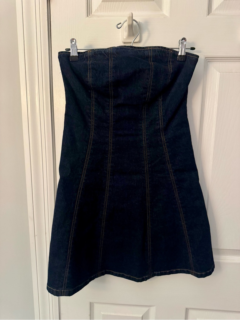 Abercrombie & Fitch Dark Denim Strapless Dress - Dark Blue, size Small